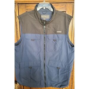 Eddie Bauer Mens XL Blue Charcoal Utility Fishing Cargo Vest D1851499